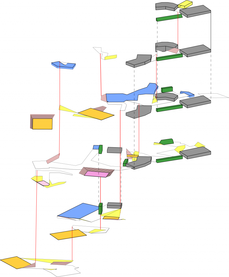 Exploded Axonometric to show the various path networks and how they connect to the various sports facilities